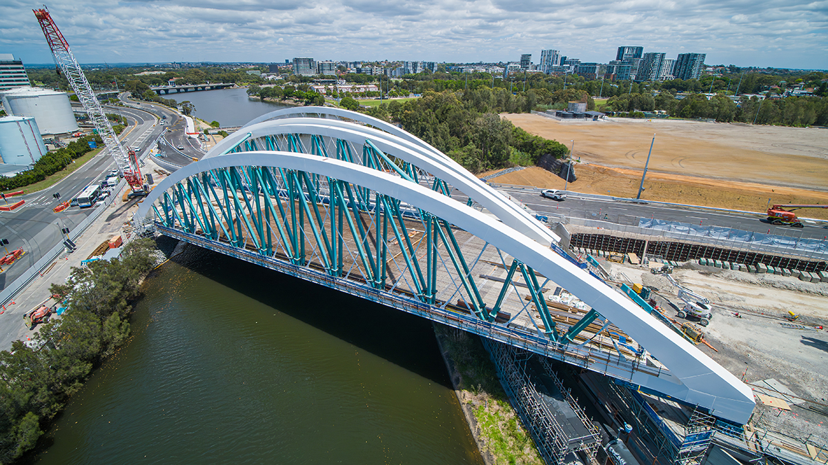 Sydney Gateway steel cable arch bridge