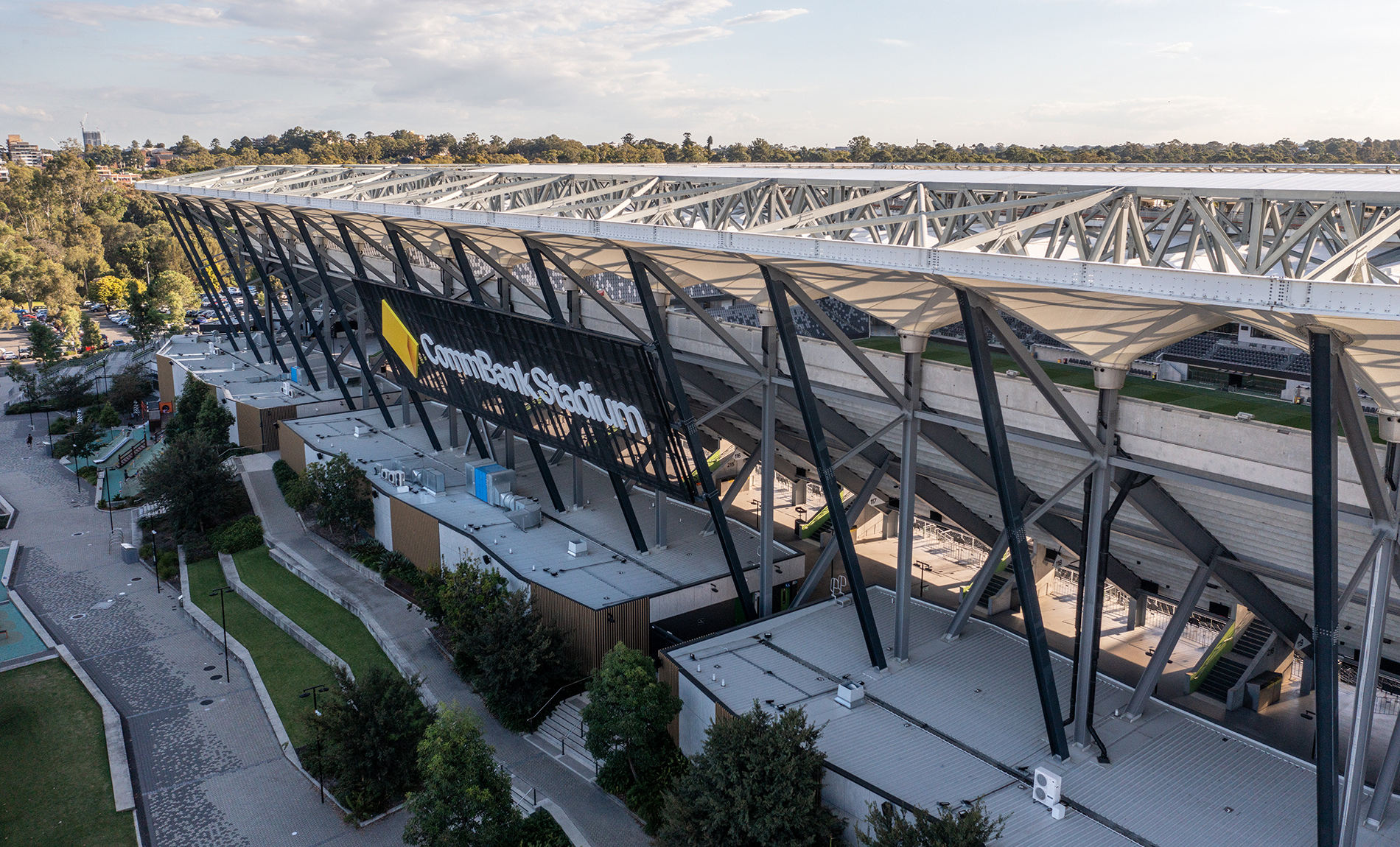 Western Sydney Stadium, Parramatta uses approximately 17,500 structural welded beams made from XLERPLATE® steel
