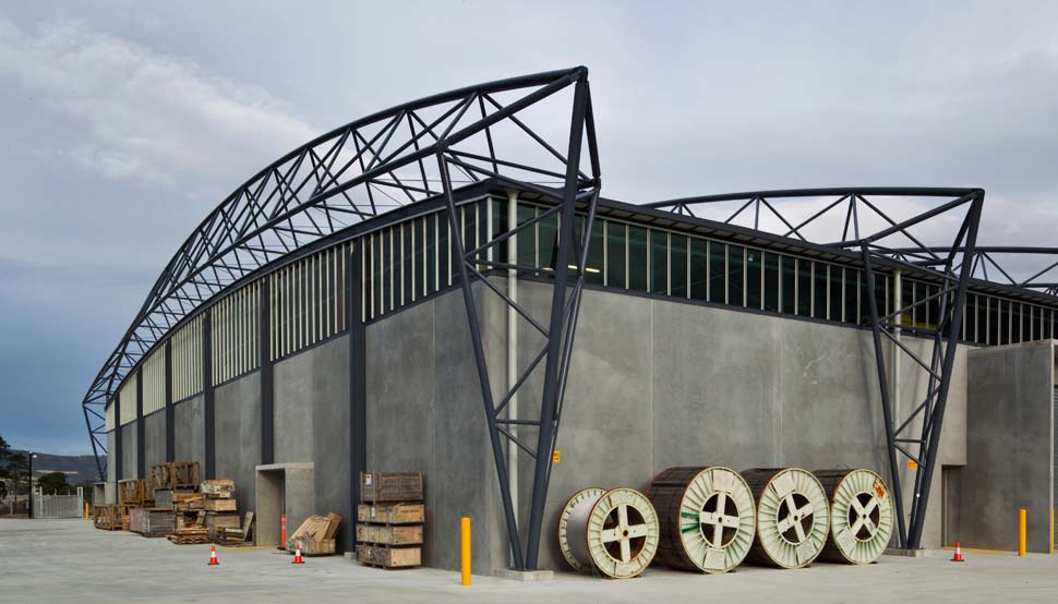 Transend Primary Store at Bridgewater near Hobart, roofing made from  Fielders HiKlip® 630 made from COLORBOND® steel in the colour Shale Grey™