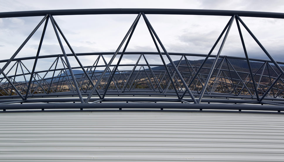 Transend Primary Store at Bridgewater near Hobart, roofing made from  Fielders HiKlip® 630 made from COLORBOND® steel in the colour Shale Grey™