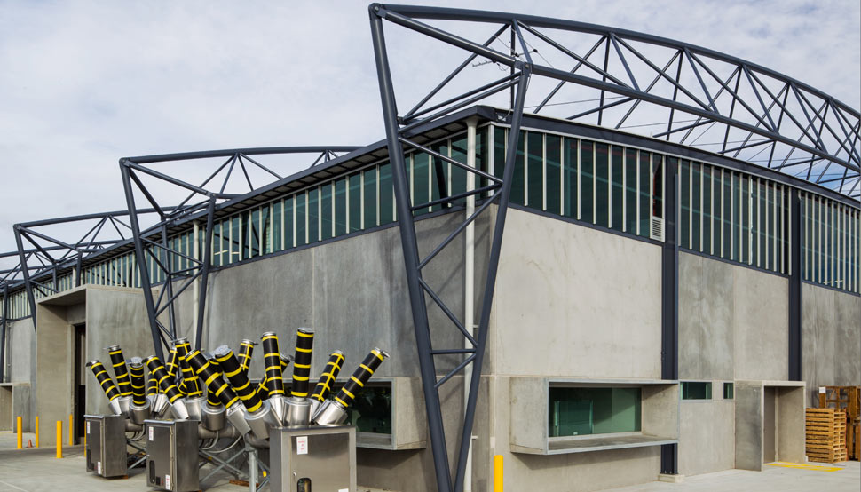 Transend Primary Store at Bridgewater near Hobart, roofing made from  Fielders HiKlip® 630 made from COLORBOND® steel in the colour Shale Grey™