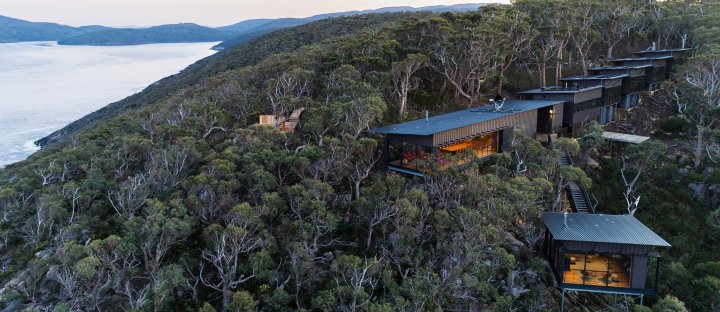 Three Capes Track, Tasmania - view of walking lodges - COLORBOND steel monument corrugated roof