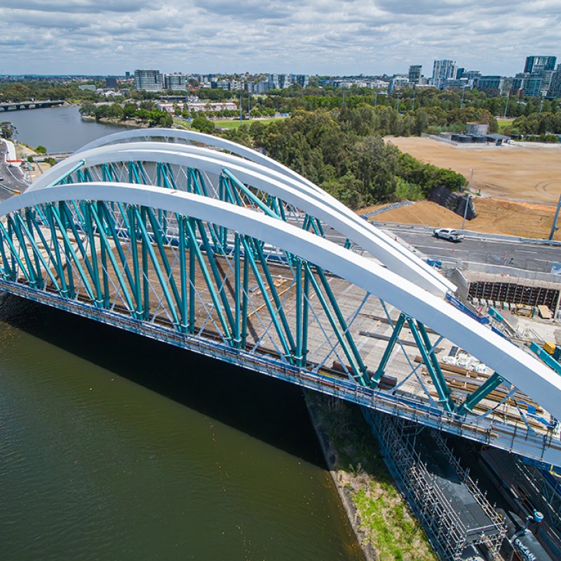 Sydney Gateway steel cable arch bridge