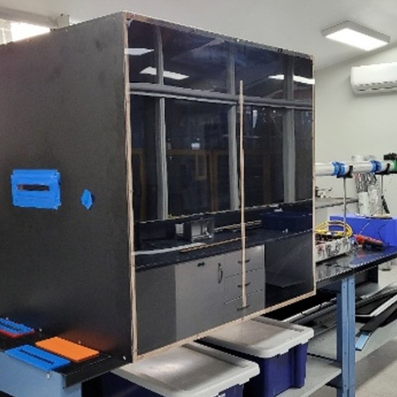 BlueScope purpose built apparatus to understand airflow for roof ventilation, including impact of size of openings and screening