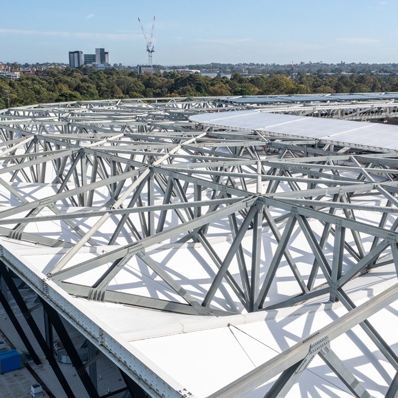 Western Sydney Stadium, Parramatta uses approximately 17,500 structural welded beams made from XLERPLATE® steel