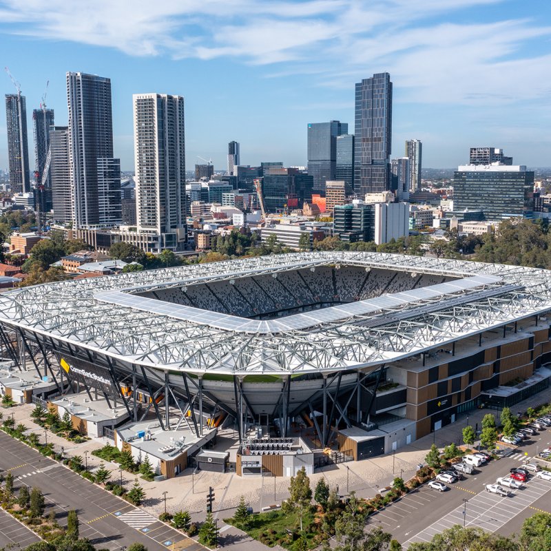 Western Sydney Stadium, Parramatta uses approximately 17,500 structural welded beams made from XLERPLATE® steel
