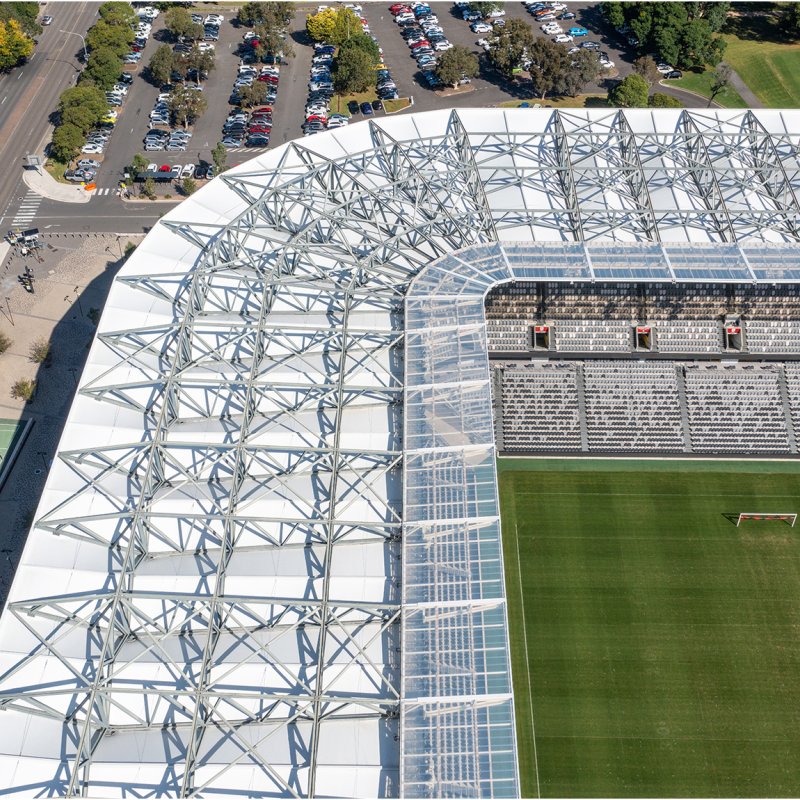 Western Sydney Stadium, Parramatta uses approximately 17,500 structural welded beams made from XLERPLATE® steel