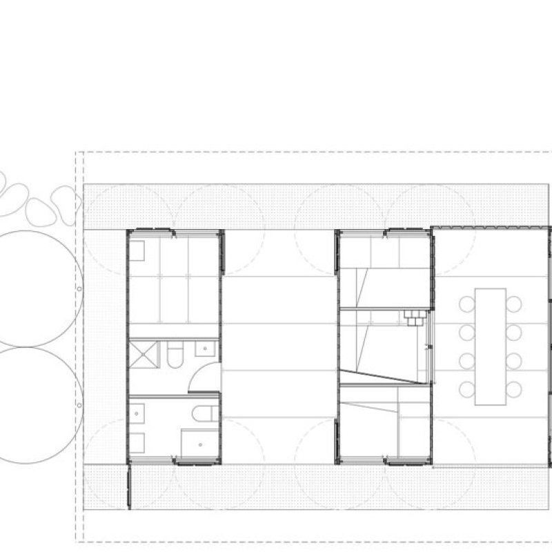 This bush retreat combines the brutal posturing of prosaic shipping containers with the refined elegance of a soaring lightweight roof made from COLORBOND® steel in LYSAGHT KLIP-LOK® 700 profile, in the colour Ironstone®