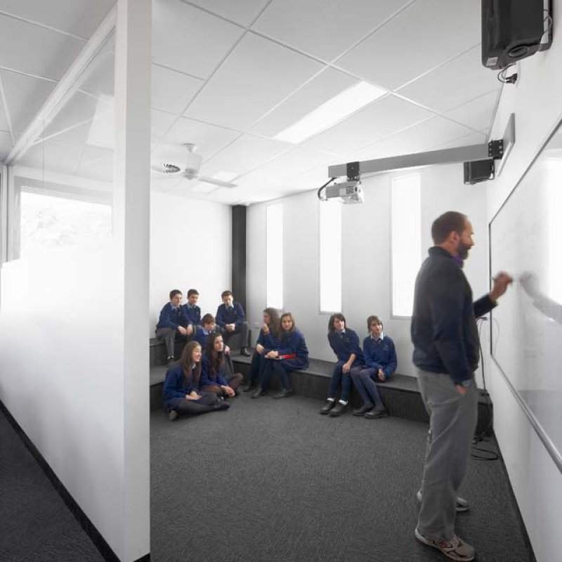 Dandenong High School is clad in Stramit Longspan® made from COLORBOND® steel in the lighter Shale Grey™ facing the sun, while the darker Night Sky® faces the shade.