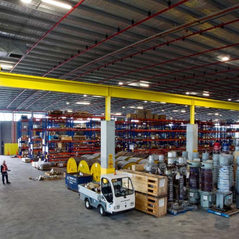 Transend Primary Store at Bridgewater near Hobart, roofing made from  Fielders HiKlip® 630 made from COLORBOND® steel in the colour Shale Grey™