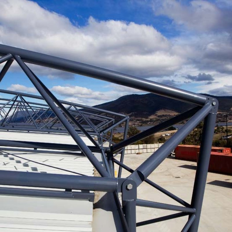 Transend Primary Store at Bridgewater near Hobart, roofing made from  Fielders HiKlip® 630 made from COLORBOND® steel in the colour Shale Grey™