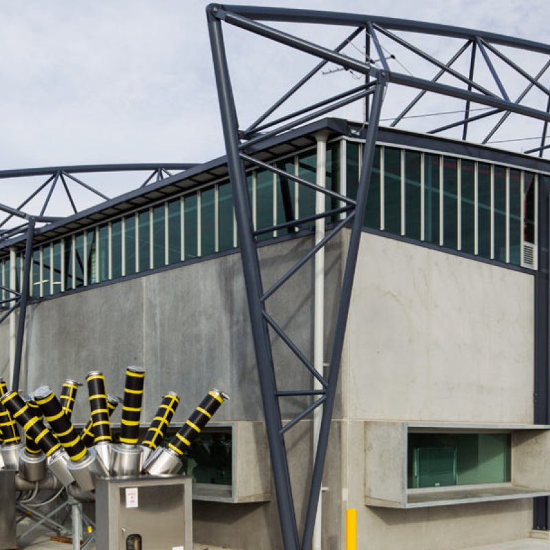 Transend Primary Store at Bridgewater near Hobart, roofing made from  Fielders HiKlip® 630 made from COLORBOND® steel in the colour Shale Grey™