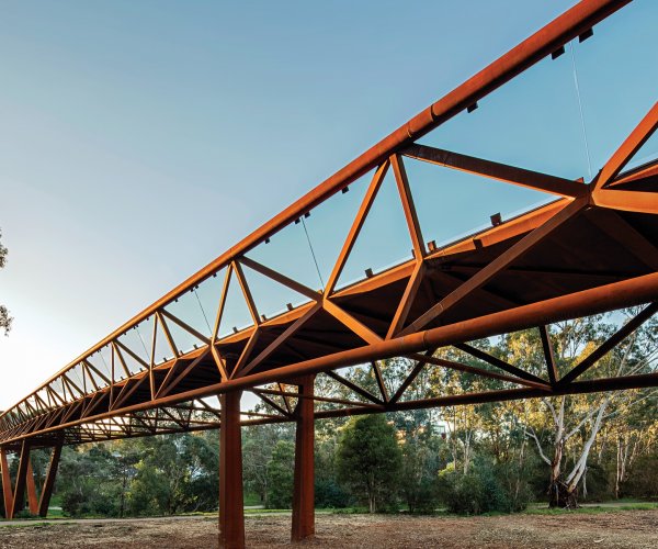 Deakin University pedestrian bridge REDCOR weathering steel