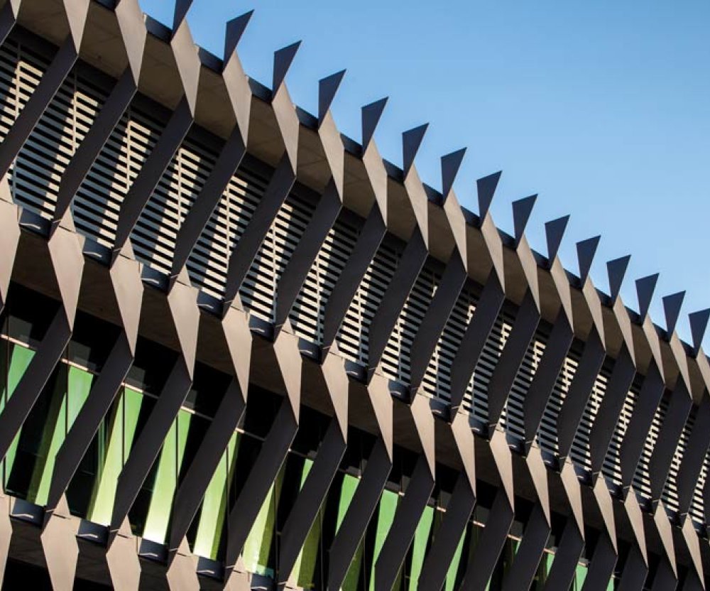 Blades made from 10mm high-tensile XLERPLATE® grade 350 BlueScope steel.  roofing made from COLORBOND® steel in LYSAGHT TRIMDEK® profile colour Windspray®.